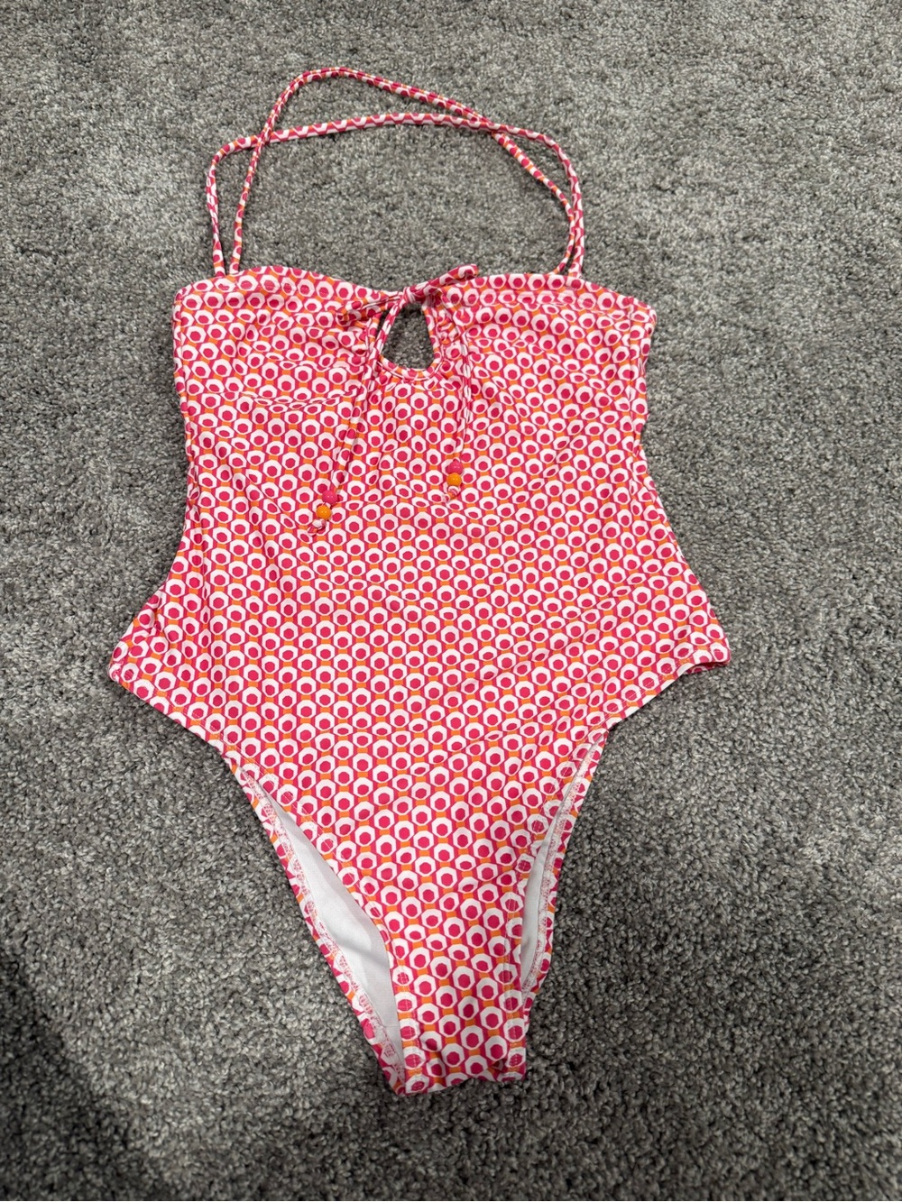 Pink and Orange Patterned One-Piece Swim Suit